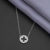 92.5 Sterling Silver Circular Clover Pendant Chain