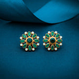 Traditional Ethnic 925 Silver Gold Plated Stud