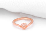 925 Rosegold  Crown Heart Silver Ring