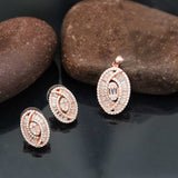 Elegant - Chic 92.5 Silver Rose Gold Plated Pendant Set and Earrings with Zircon Stone