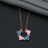 92.5 Sterling Silver Bright Blue Pink Adaptable Chain With Rose Gold Polish