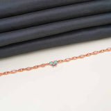 92.5 Sterling Silver with Rose Gold Polished Diamond & Butterfly Bracelet