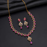 Charmed circle 92.5 Sterling Silver with Gold Polish Necklace with Earrings