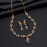 92.5 Sterling silver gold Polish Charming Classic Petal Necklace with Earrings