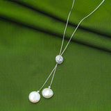 Wondrous Circle Pearl Pendent Chain with 92.5 Sterling Silver