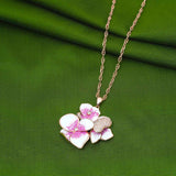 Delightful Rose Gold Polish Chain  & Floral Pendent  With 92.5 Sterling Silver