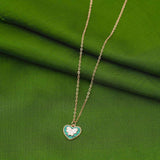 Radiant butterfly Heart Pendent with Chain 92.5 Sterling Silver Rose Gold Polish