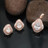 Pretty 92.5 Silver Rose Gold Moissanite Pendant and  Earrings