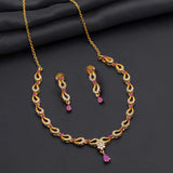 Gleaming 92.5 Silver Gold Polish Necklace with Earrings