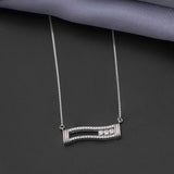 92.5 Sterling Silver Wavy Rectangular Bar Pendant Chain