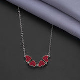 92.5 Sterling Silver 3 in 1 Magnetic Red Pendant Chain