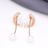 925 Rosegold Silver Polish Pearl Hanging Earring