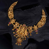 Gold Polish Antique Lakshmi Kundan Short Necklace
