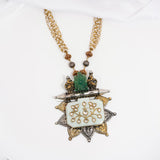 Emerald Ganesh Dual Tone Long Necklace