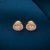 Gold Plated  Silver Polish Oval 925 Silver Polish Gold Plated Stud