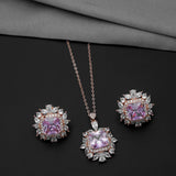 Glittering Pink Pendant Chain 92.5 Sterling Silver With Rose Gold Polish