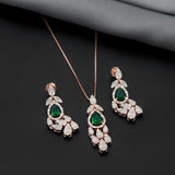 Vibrant Green  Pear Drops Pendant 92.5 Sterling Silver With Rose Gold Polish
