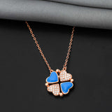 92.5 Sterling Silver Blue Ticker Adaptable Chain With Rose Gold Polish