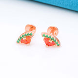 925 Silver Watermelon Rose Gold Stud
