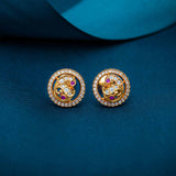 Alluring Round Peacock 925 Silver Gold Plated Studs