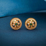 Ivanahjewels Traditional  Floral  925 Silver Polish Gold Plated Stud