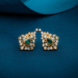 Gold Plated Kundan Stone  925 Silver Gold Plated Stud