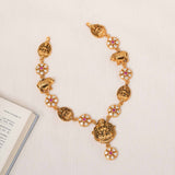 925 Silver Polish Gold Plated Lakshmi And Gow Necklace