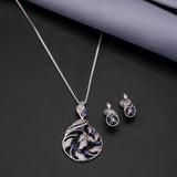 Shining Round Pendent With Silver Earrings 92.5 Sterling Silver