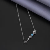 Floral Blue Topaz 92.5 Sterling Silver Chain