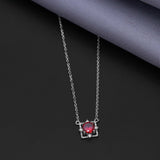 Red Solitaire 92.5 Sterling Silver Chain