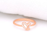 925 Rosegold Twinning Hearts Silver Ring
